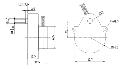 直流減速步進(jìn)電機(jī)的機(jī)械尺寸